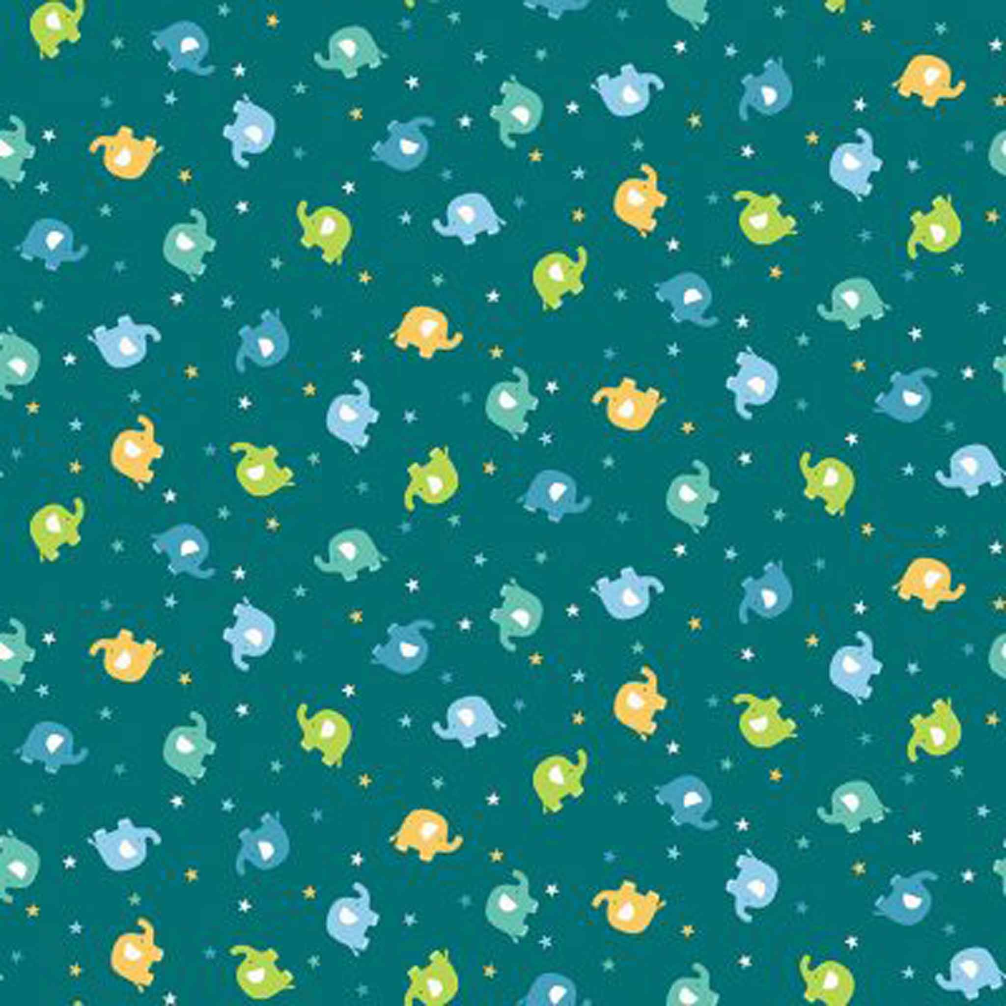 Jungle Ellie Scatter Cotton Fabric - Blue - Makower 2603/B - In The Jungle
