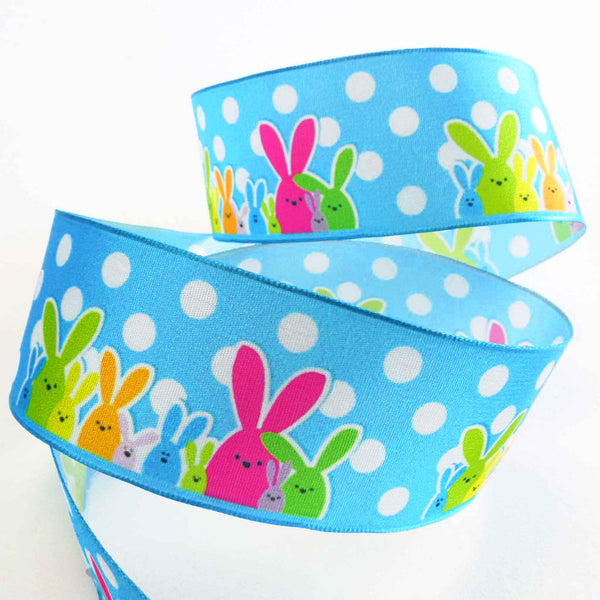 Wired Rabbit Easter Ribbon - Blue - 40mm
