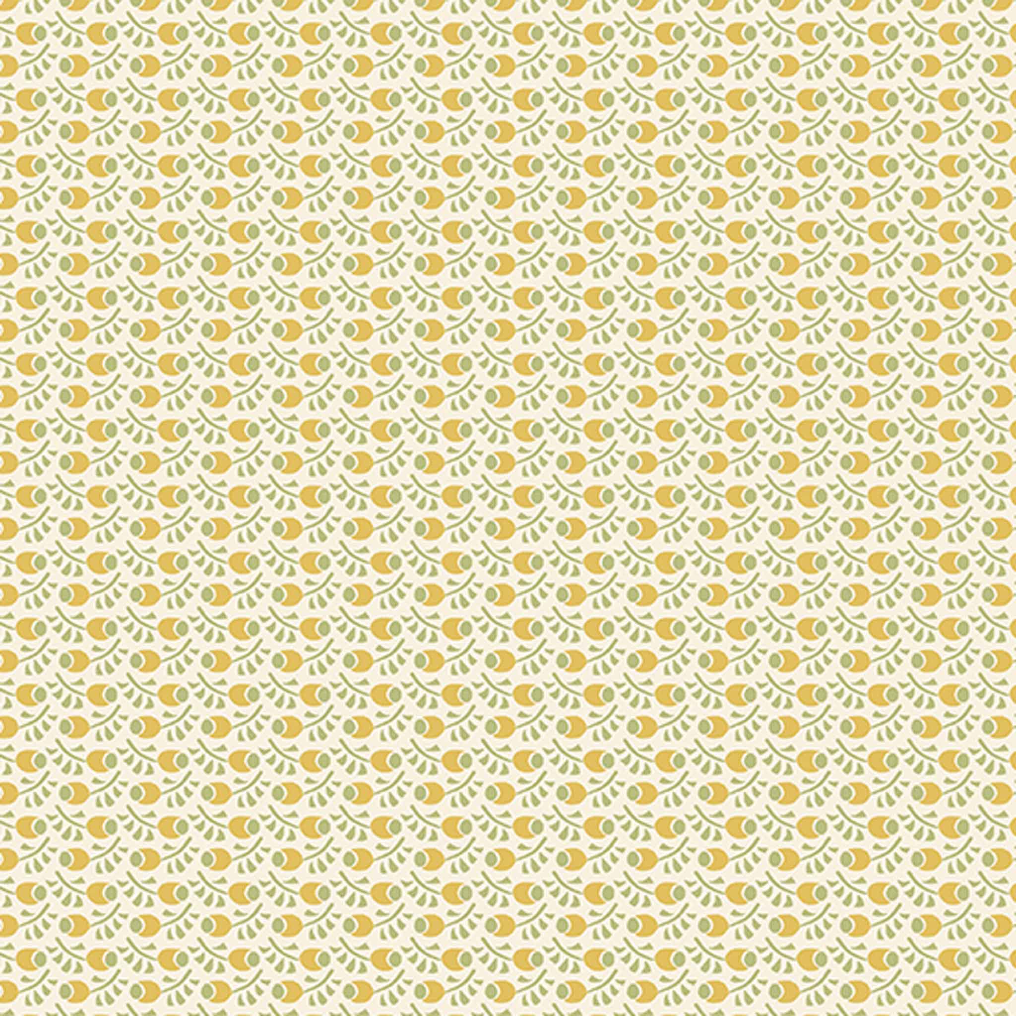 Rosehip Floral Cotton Fabric - Yellow - Andover Fabrics 707/Y - Fleur Nouveau