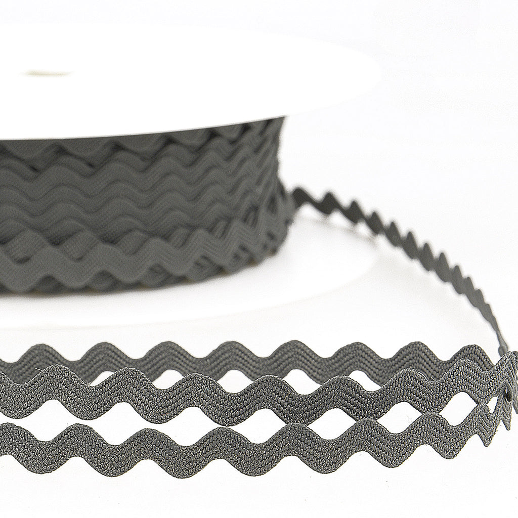 8mm Ric Rac Trim - Dark Grey - Stephanoise – Fabric and Ribbon