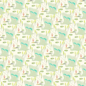 Wetlands Bird Cotton Fabric -Fog - Andover Fabrics 9996/L - Flora and Fauna