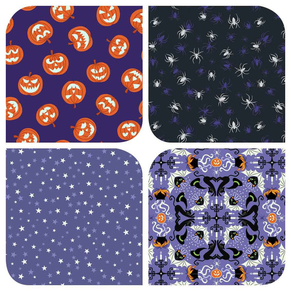 Halloween Glow in the Dark Fat Quarter Bundle - Lewis and Irene - Haunted House Collection