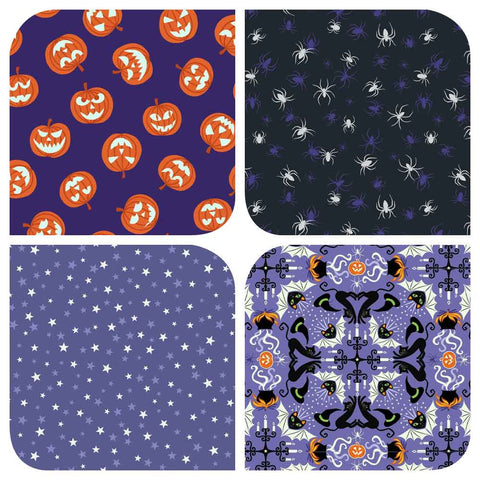 Halloween Glow in the Dark Fat Quarter Bundle - Lewis and Irene - Haunted House Collection