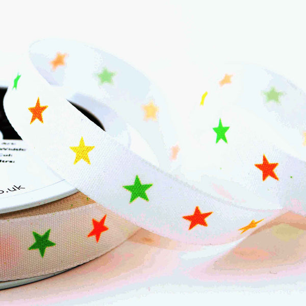 15mm White Star Baby Ribbon - Berisfords