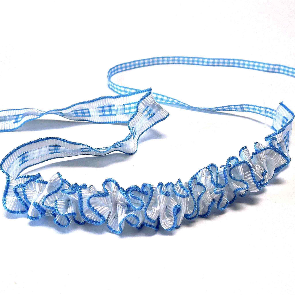 12mm Ruffle Gingham Ribbon - Sky Blue - Berisfords – Fabric and Ribbon