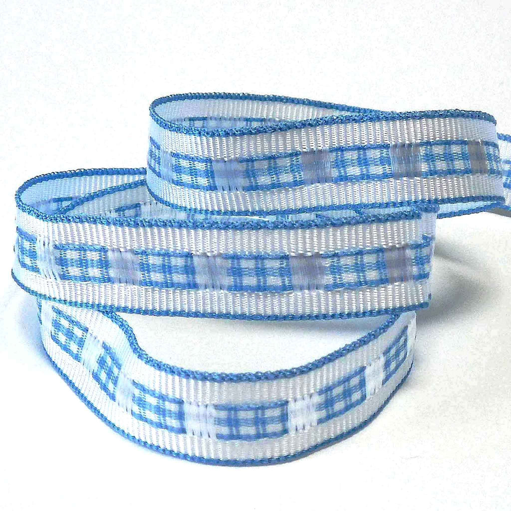 12mm Ruffle Gingham Ribbon - Sky Blue - Berisfords – Fabric and Ribbon