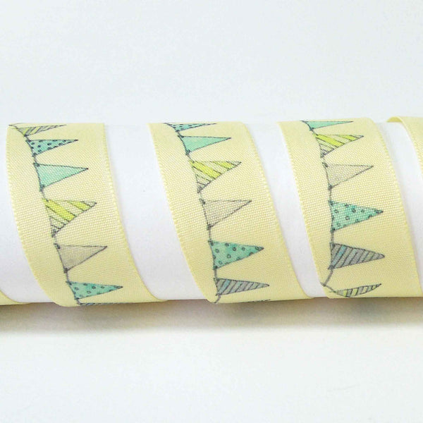 25mm Baby Pastel Bunting Ribbon - Yellow - Berisfords