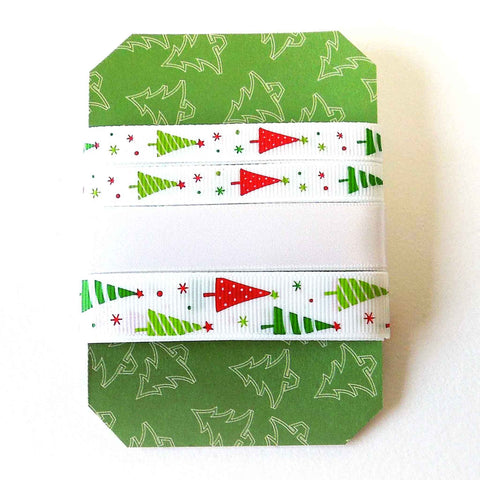 Christmas Ribbon Collection - Red and Green Christmas Trees - 3 Metres