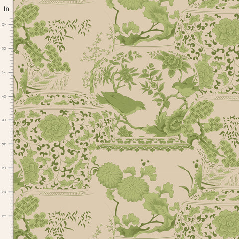 Tilda Vase Collection Cotton Fabric - Green - Chic Escape Collection - Tilda 100444