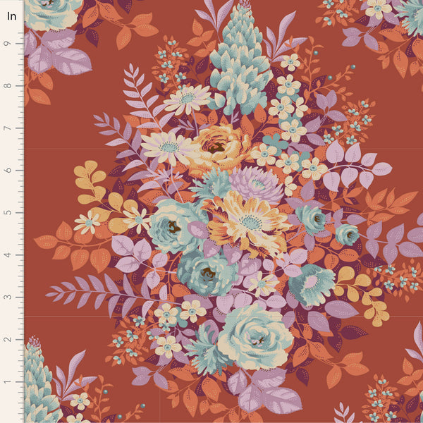 Tilda Whimsy Flower Cotton Fabric - Rust - Chic Escape Collection - Tilda 100458