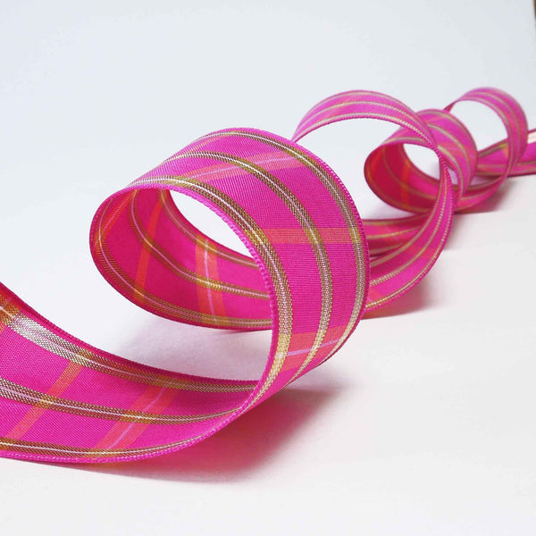 Regal Tartan Ribbon - Fuchsia Pink - Berisfords - 25mm - 40mm