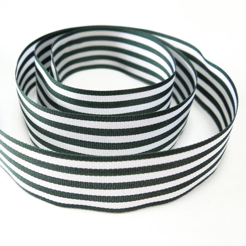 Striped Ribbon - Dark Green - Berisfords - 16mm