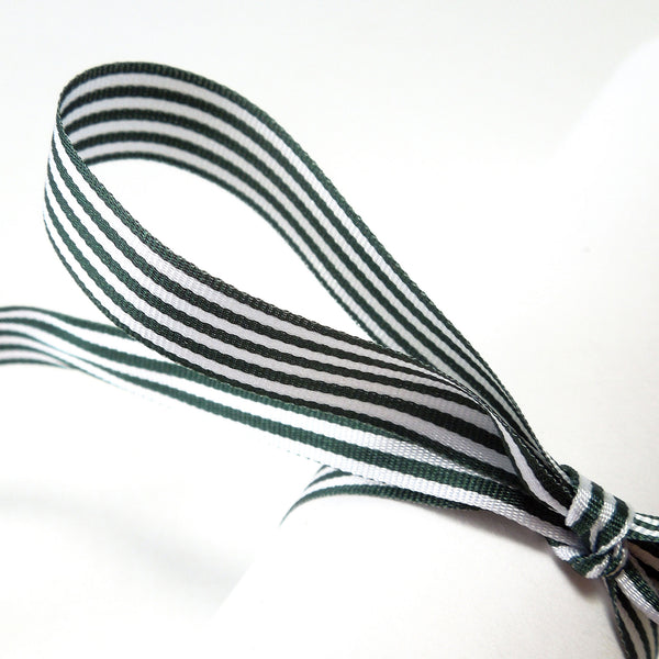 Striped Ribbon - Dark Green - Berisfords - 16mm