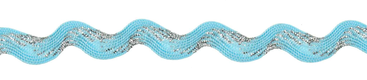 10mm Metallic Ric Rac - Sky Blue and Silver - Essential Trimmings ...