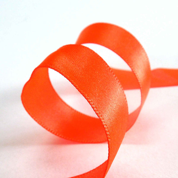 15mm Fluorescent Orange - Double Sided Satin Ribbon - Berisfords