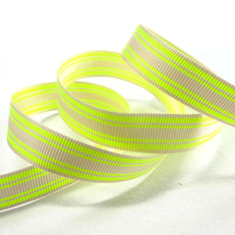 10mm Neon Stripe Fluorescent Ribbon - Yellow - Berisfords