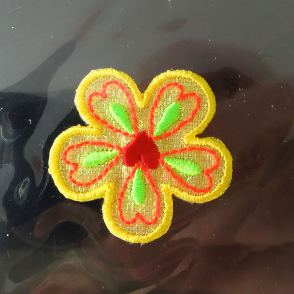 Yellow and Red Flower - Iron On or Sew On - S&W M098