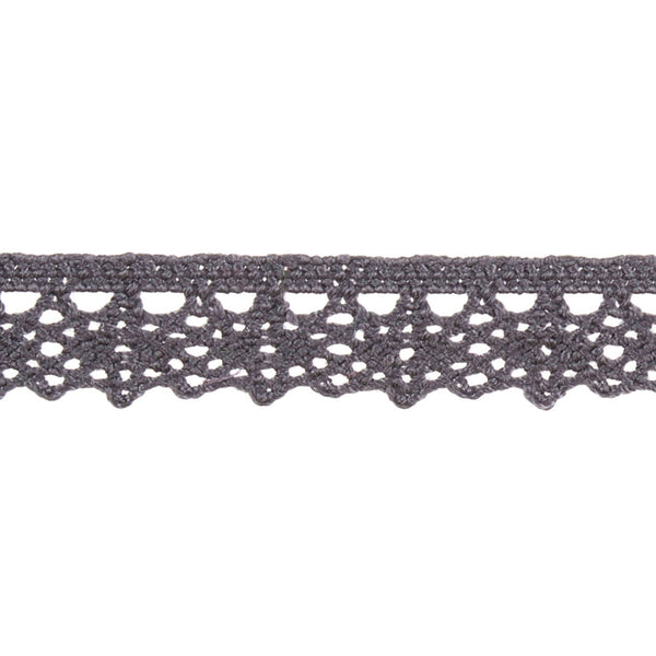 11mm Narrow Crocheted Lace - Grey - Groves