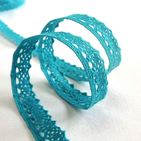 11mm Narrow Crocheted Lace - Teal - Groves