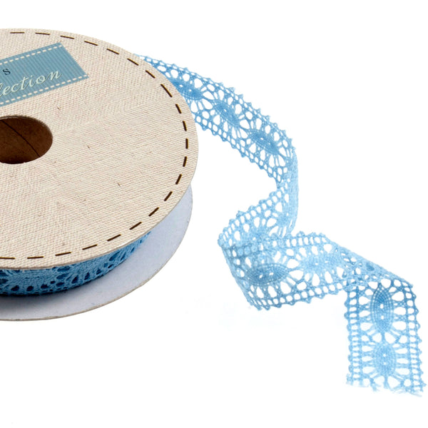 23mm Classic Crocheted Lace - Pale Blue - Groves