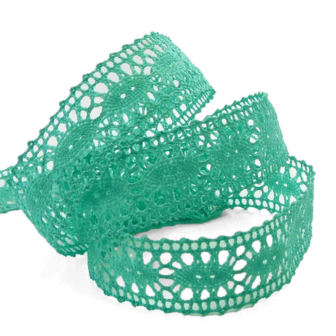 23mm Classic Crocheted Lace - Green - Groves