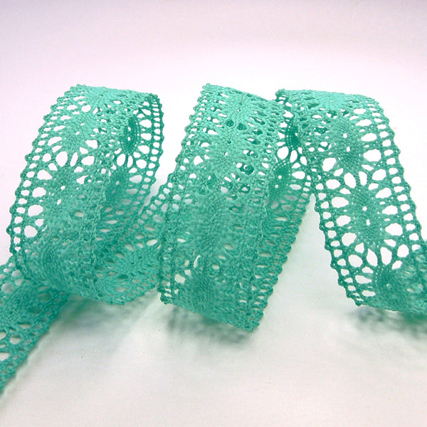 23mm Classic Crocheted Lace - Green - Groves