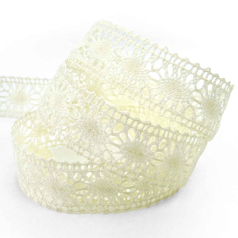 23mm Classic Crocheted Lace - Pale Yellow - Groves