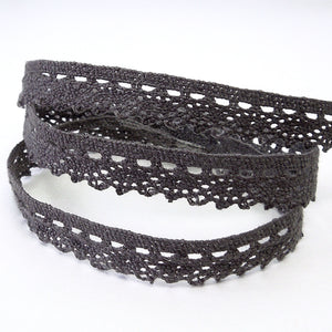 11mm Narrow Crocheted Lace - Grey - Groves