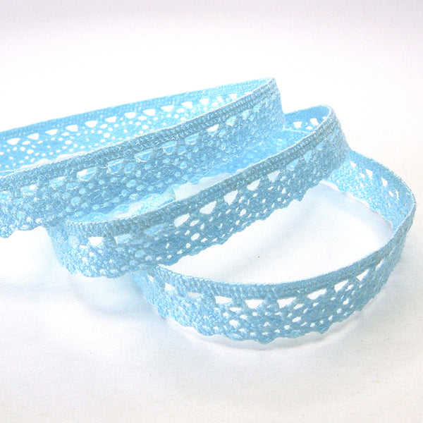 11mm Narrow Crocheted Lace - Pale Blue - Groves