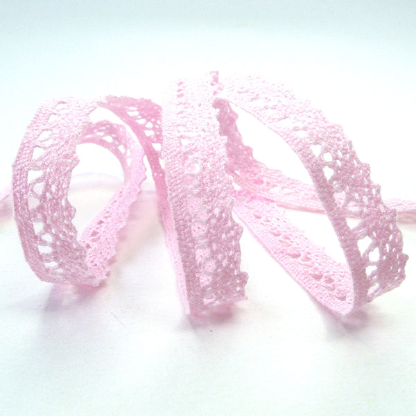11mm Narrow Crocheted Lace - Pale Pink - Groves