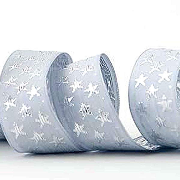 Galaxy Star Ribbon - Silver and Silver- Berisfords - 25mm