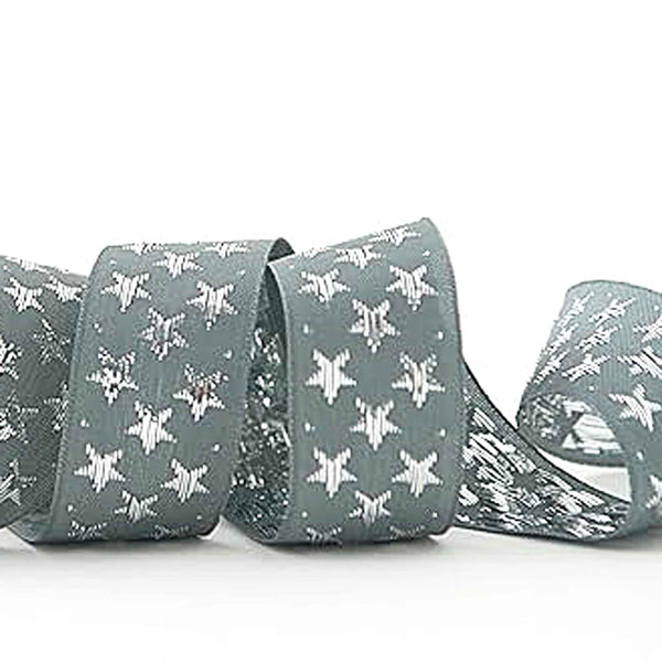 Galaxy Star Ribbon - Graphite and Silver- Berisfords - 10mm - 25mm