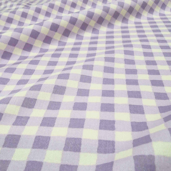 Purple Gingham Check Cotton Furnishing Fabric