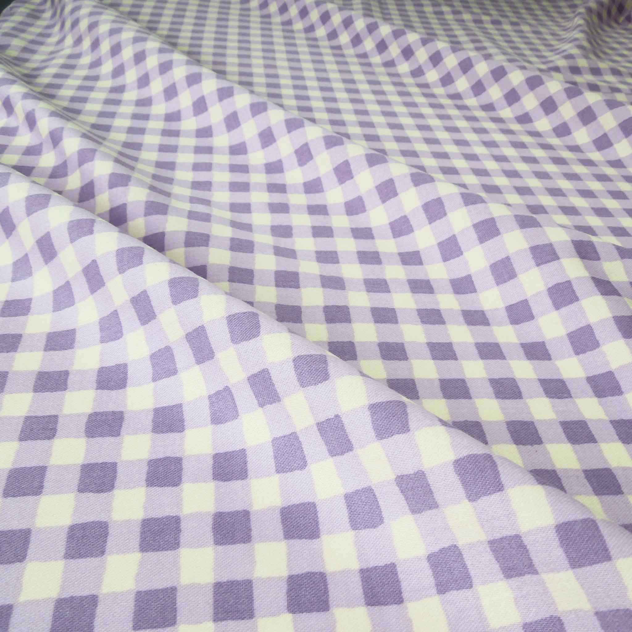 Purple Gingham Check Cotton Furnishing Fabric