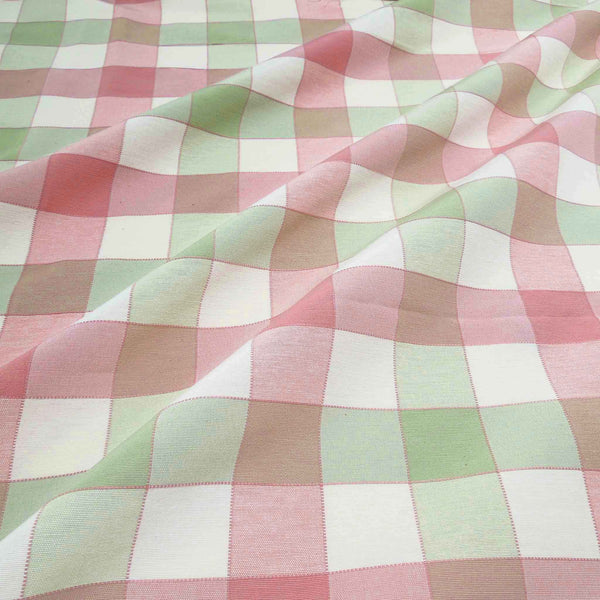 Green and Pink Large Check Furnishing Fabric