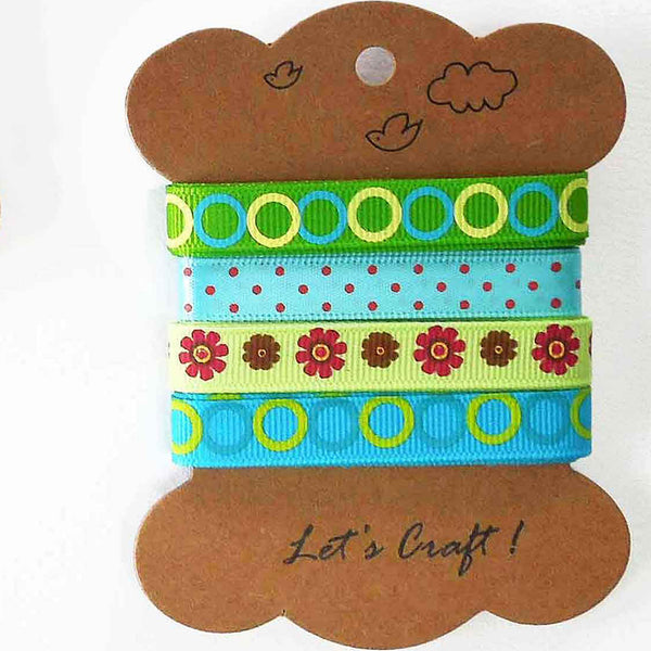 10mm Grosgrain Ribbon Collection - Green - Blue - 4 metres