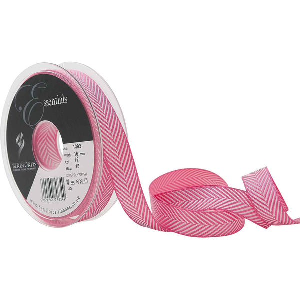 Herringbone Ribbon - Shocking Pink - Berisfords - 10mm - 16mm - 25mm