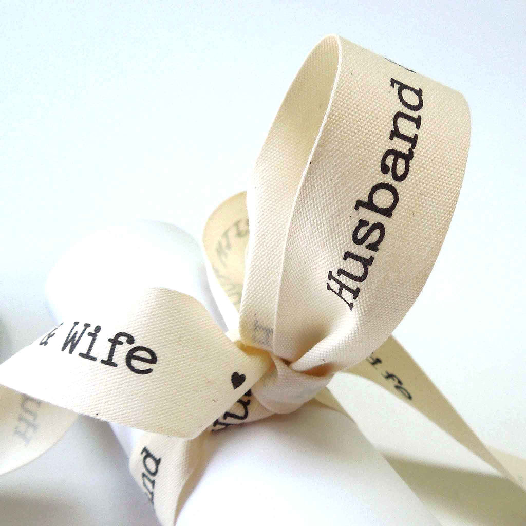 22mm Wedding - Husband & Wife - Cream Cotton Ribbon – Fabric and Ribbon