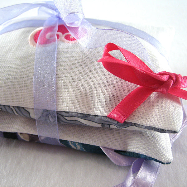 Pair of Lavender Sachets, Handmade in Liberty Print and Linen Fabric