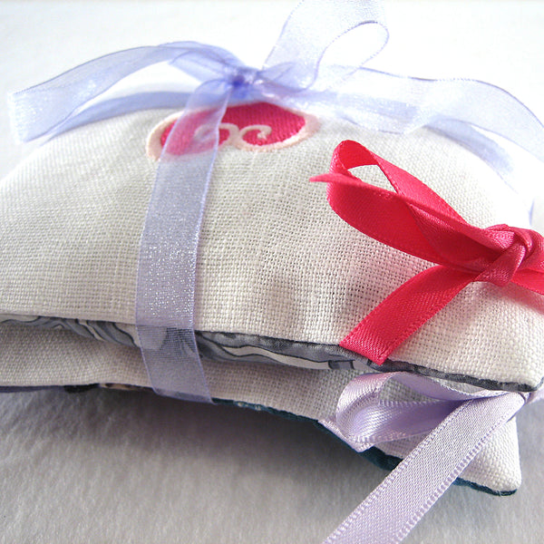 Pair of Lavender Sachets, Handmade in Liberty Print and Linen Fabric