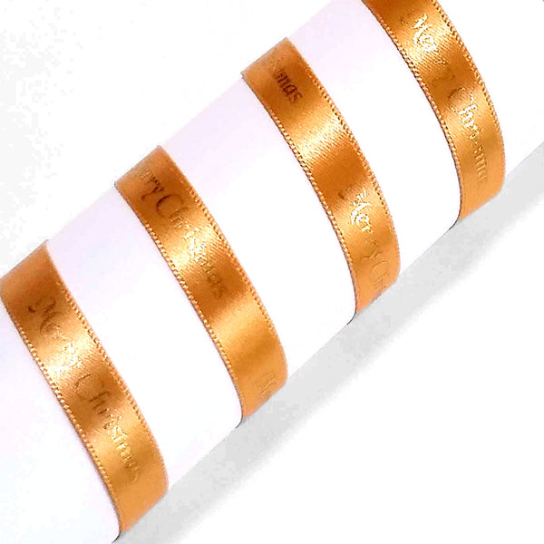 10mm Gold Merry Christmas Ribbon by Berisfords