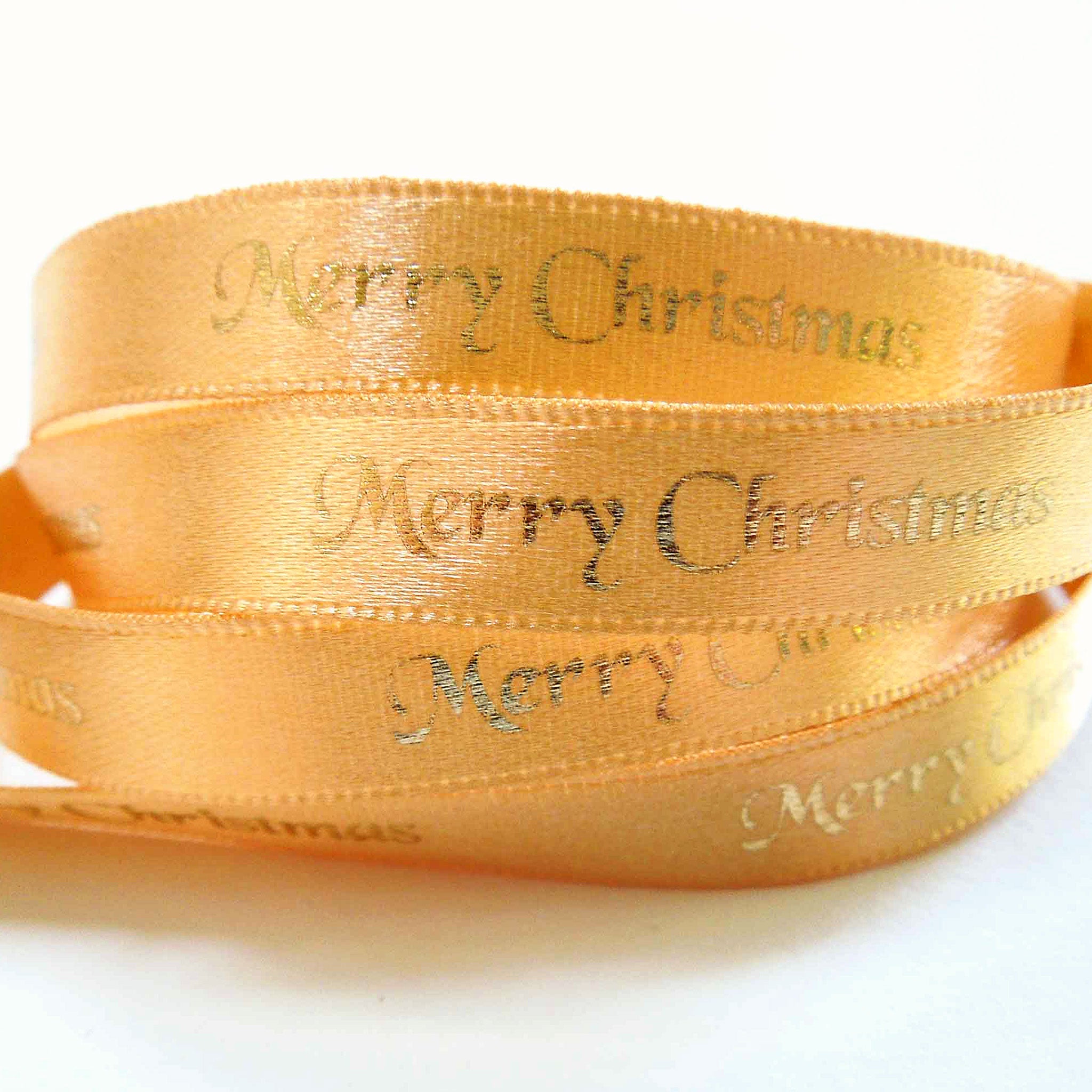 10mm Gold Merry Christmas Ribbon by Berisfords