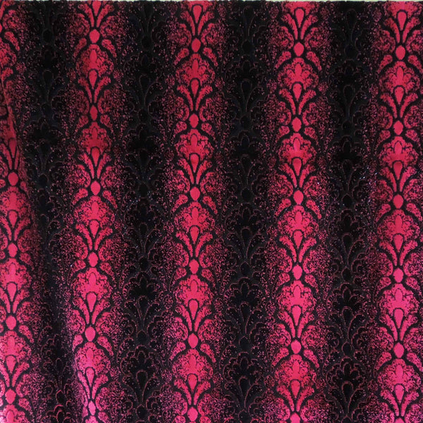 Bright Pink and Black Jacquard Velvet/Plush Furnishing Fabric .
