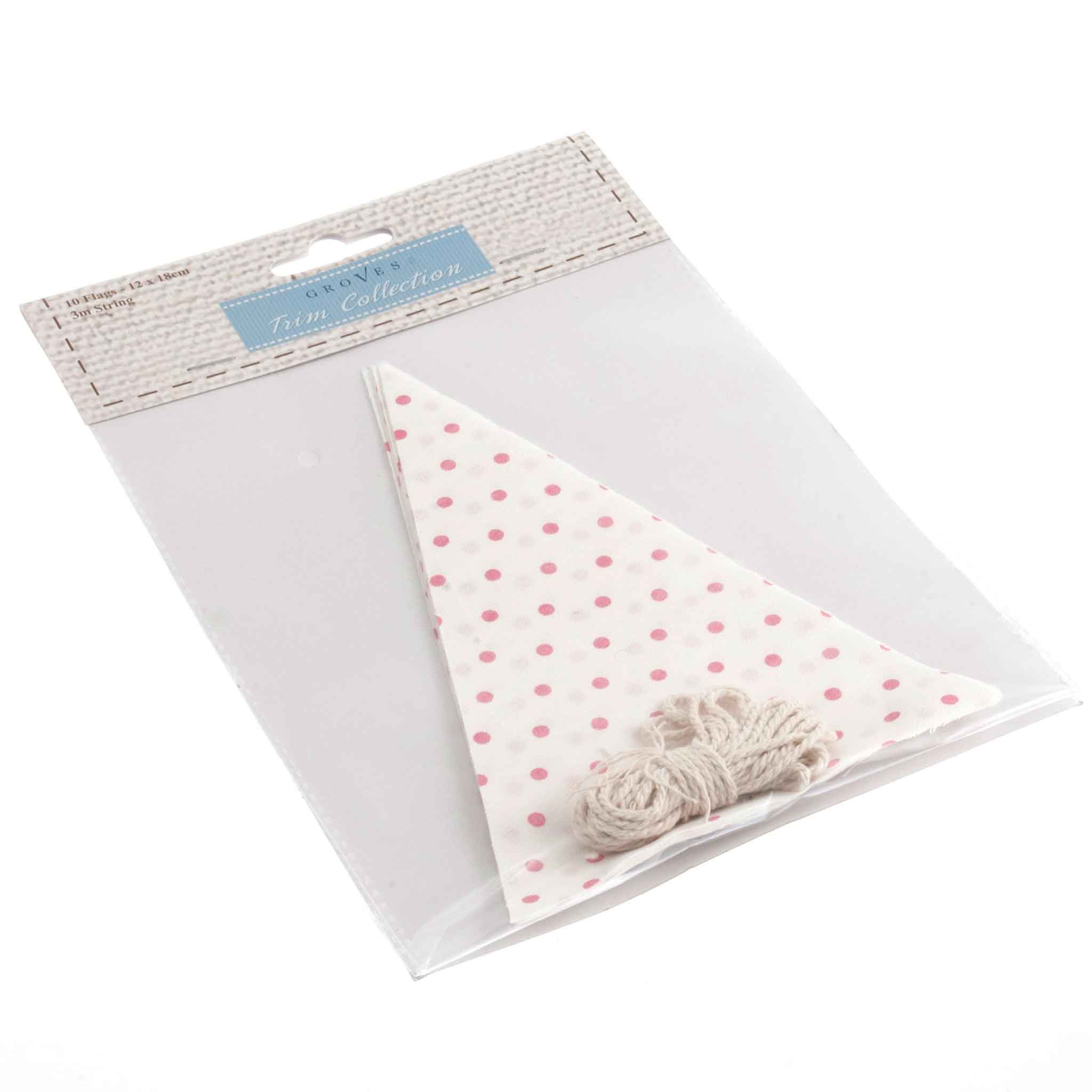 Make Your Own Bunting Kit - White with Pink Spots - Cotton Fabric