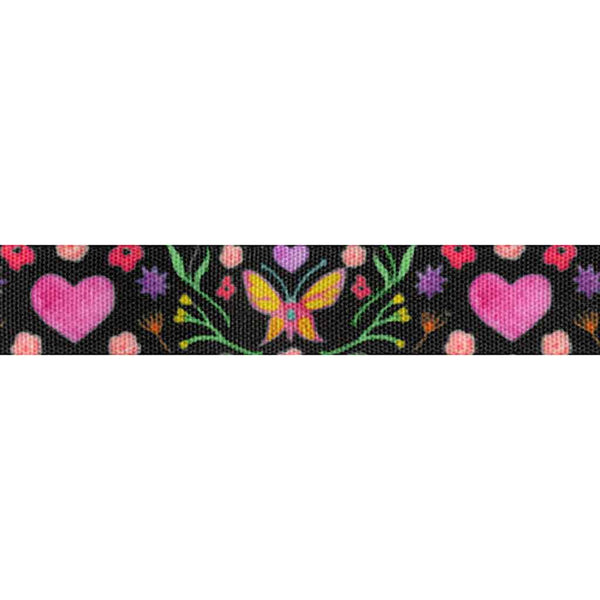 15mm Spring Bloom Ribbon - Black/Multi - Berisfords