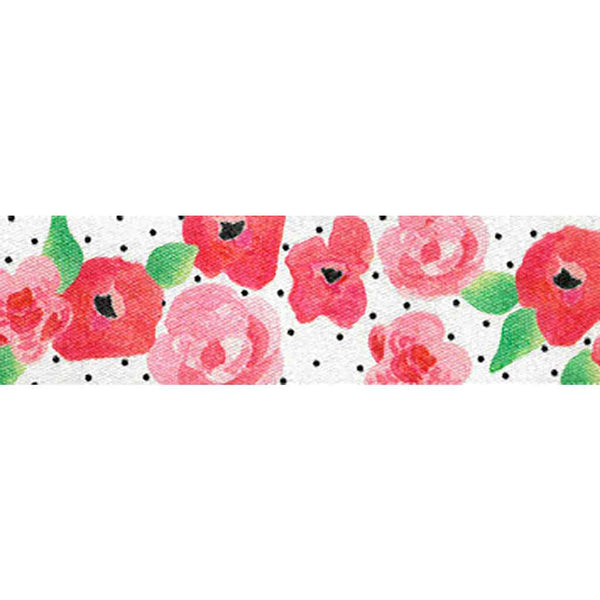 25mm Fleur Ribbon - White/Multi - Berisfords