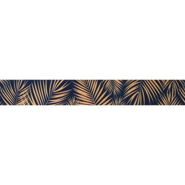 25mm Palm Leaf Ribbon - Honey Gold and Navy - Berisfords