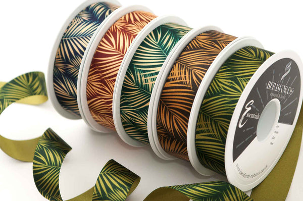 25mm Palm Leaf Ribbon - Honey Gold and Rust - Berisfords