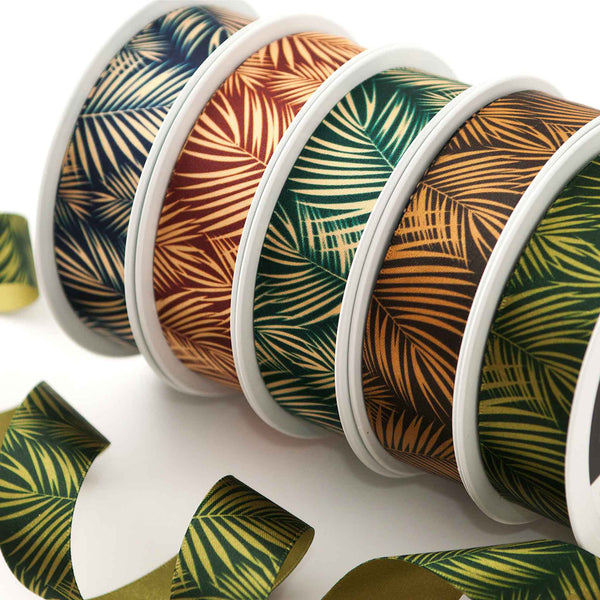 25mm Palm Leaf Ribbon - Honey Gold and Rust - Berisfords