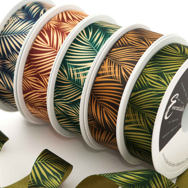 25mm Palm Leaf Ribbon - Old Gold and Black - Berisfords